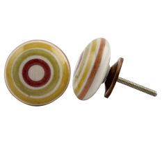 Multicolor Stripe Flat Ceramic Drawer Knob